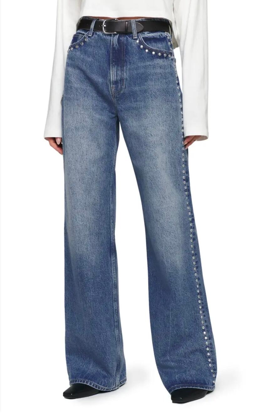 Reformation Cary Studded High Waist Wide Leg Jeans Size 29 New